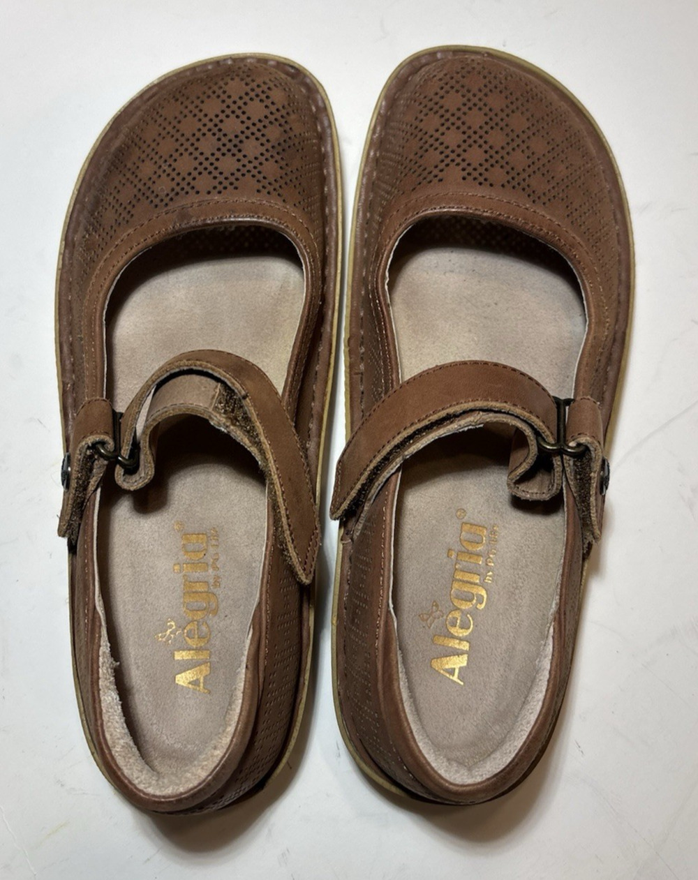 Alegria Belle Mary Jane 6 Brown Leather Comfort Clogs Dark Academia Cottagecore